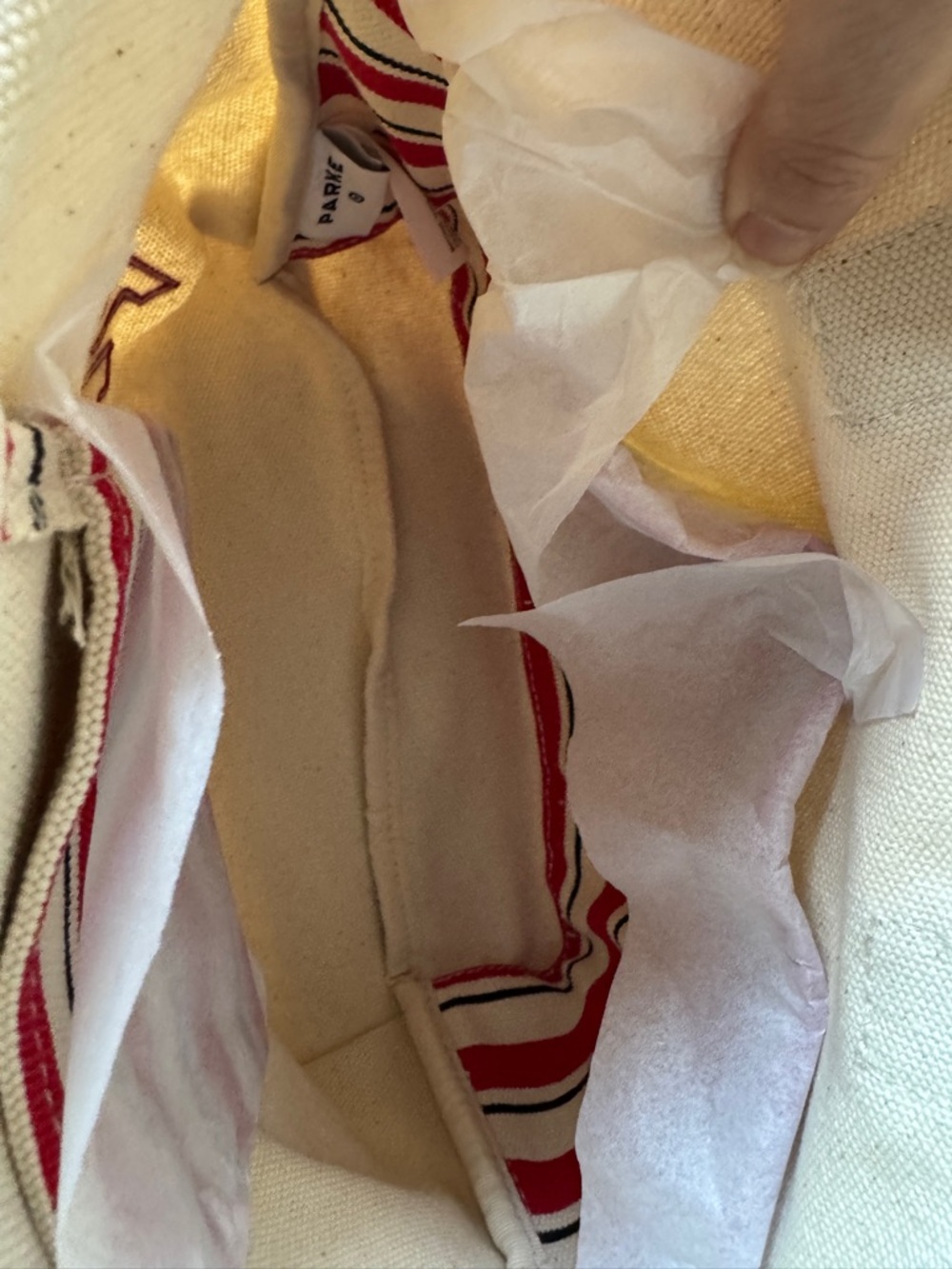 Parke x Target - Mini Canvas Tote Bag in Natural Cream with Red Embroidered Logo - Picture 10 of 16